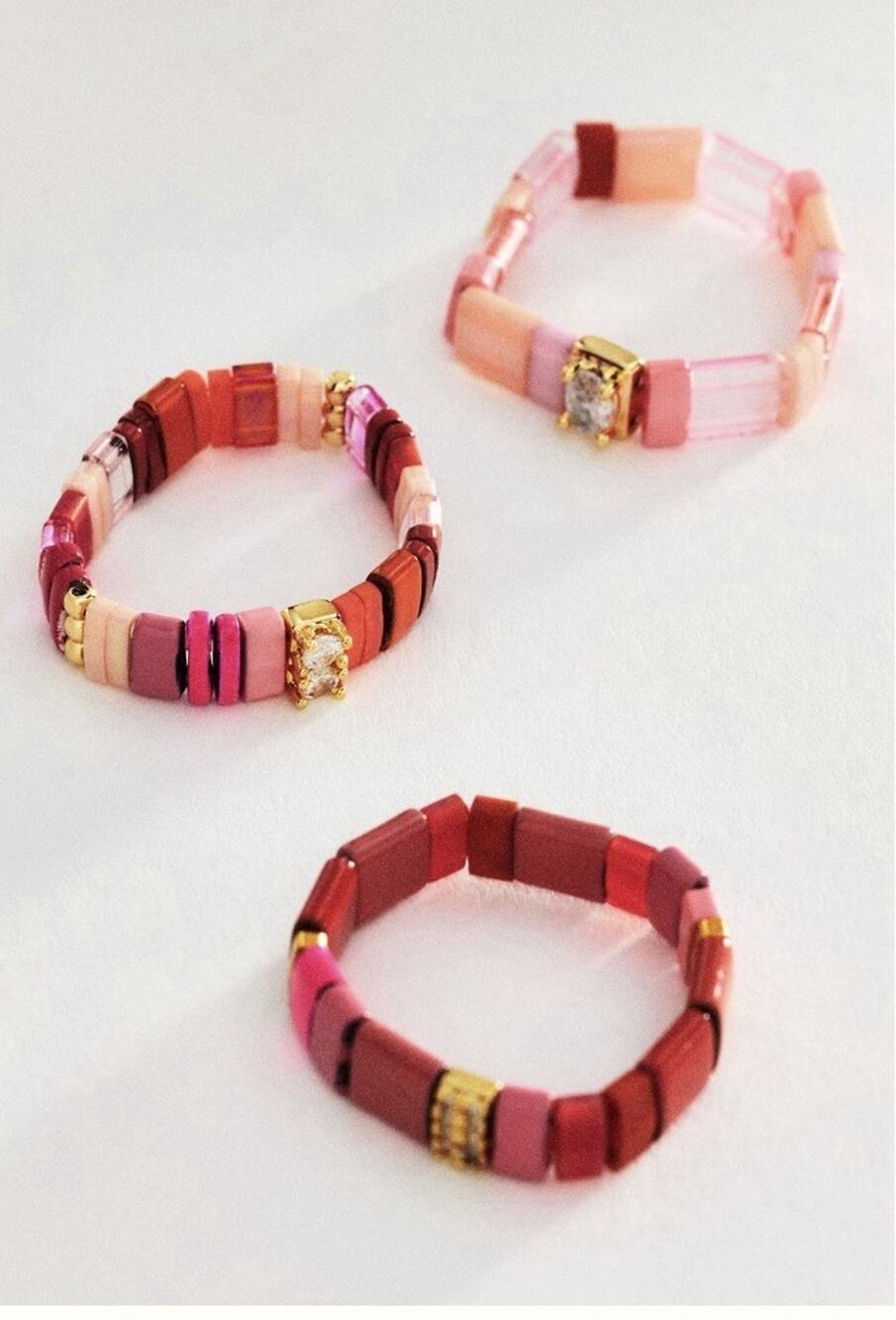 Anthropologie Beaded Chicklet Rings, Set of 3 NWT Retail $42